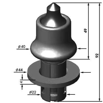 RM-16(W6-22) D19-H92 Road Milling Bit-Planing Pick Diameter 19mm Height 92mm