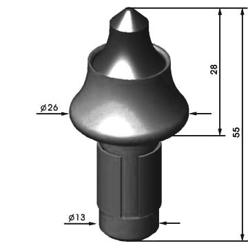 RM-15(WM4-13) D16-H58 Road Milling Bit-Planing Pick Diameter 16mm Height 92mm