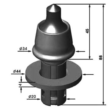 RM-12(W8EH) D22-H88 Road Milling Bit-Planing Pick Diameter 22mm Height 88mm