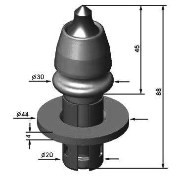 RM-01(W43) D16-H88 挖路齿 直径17.5mm 高度88mm