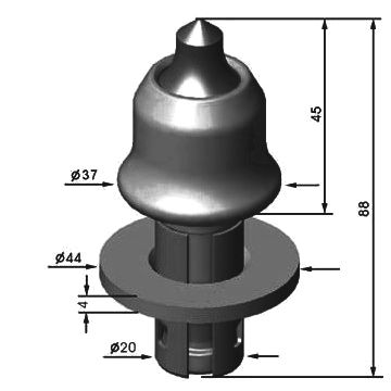 RM-09(W65) D19-H88 Road Milling Bit-Planing Pick Diameter 19mm Height 88mm