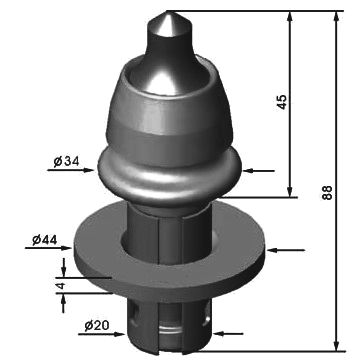 RM-07(W6EA) D18.8-H88 Road Milling Bit-Planing Pick Diameter 18.8mm Height 88mm