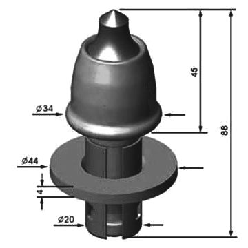 RM-06(W6H) D19-H88 Road Milling Bit-Planing Pick Diameter 19mm Height 88mm