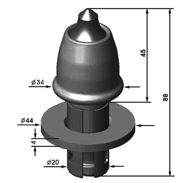 RM-02(W5H) D17.5-H88 挖路齿 直径17.5mm 高度88mm