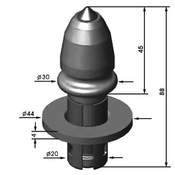 RM-13(W1-10) D10-H88 Road Milling Bit-Planing Pick Diameter 10mm Height 92mm