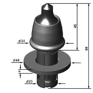 RM-11(W7EA) D20-H88 Road Milling Bit-Planing Pick Diameter 20mm Height 88mm
